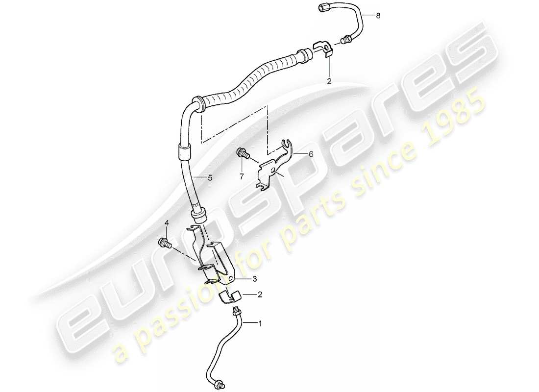 porsche 2005 (cayenne e1 9pa) línea de freno diagrama de piezas