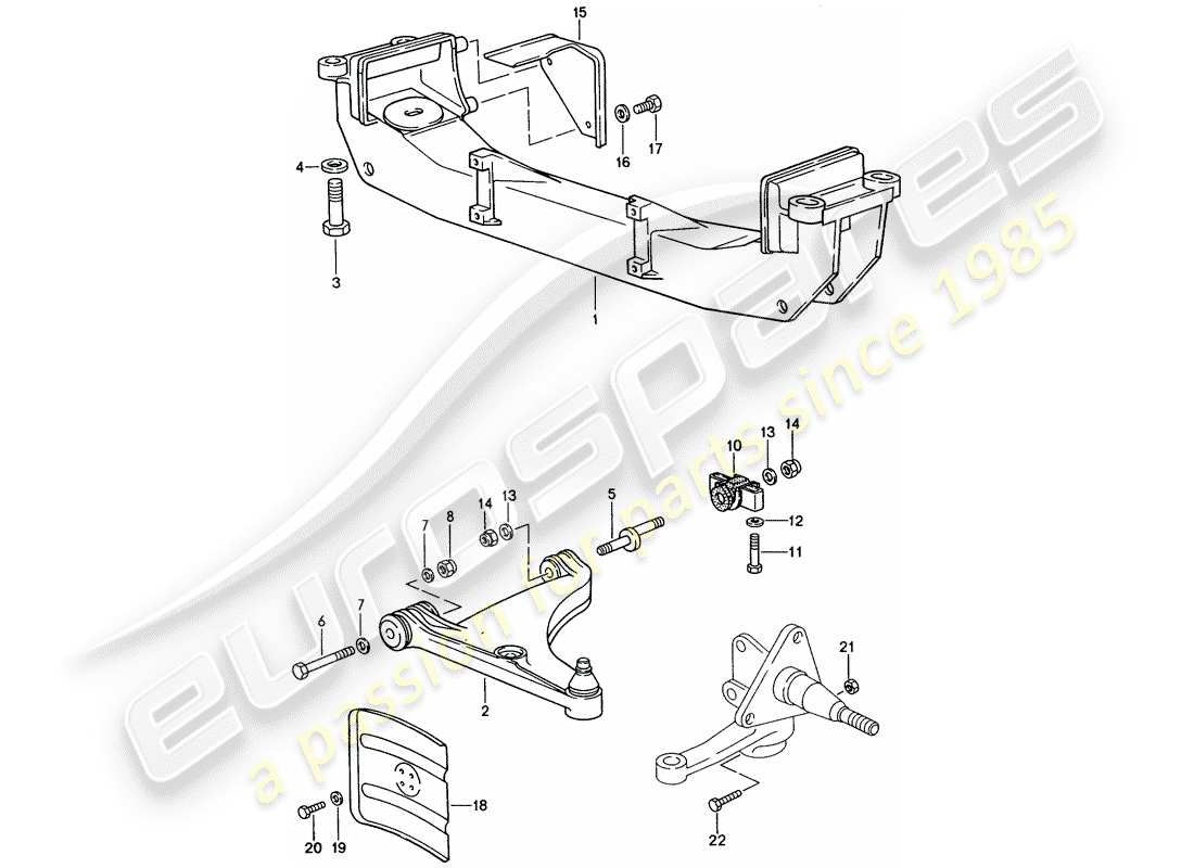 porsche 1990 (944) brazo estabilizador de vía - travesaño diagrama de piezas