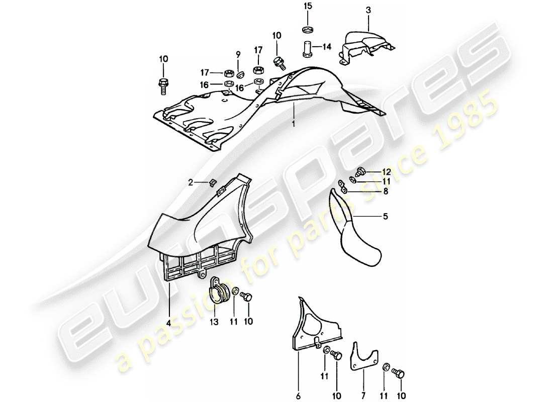 porsche 1982 (911) diagrama de piezas del conducto de aire