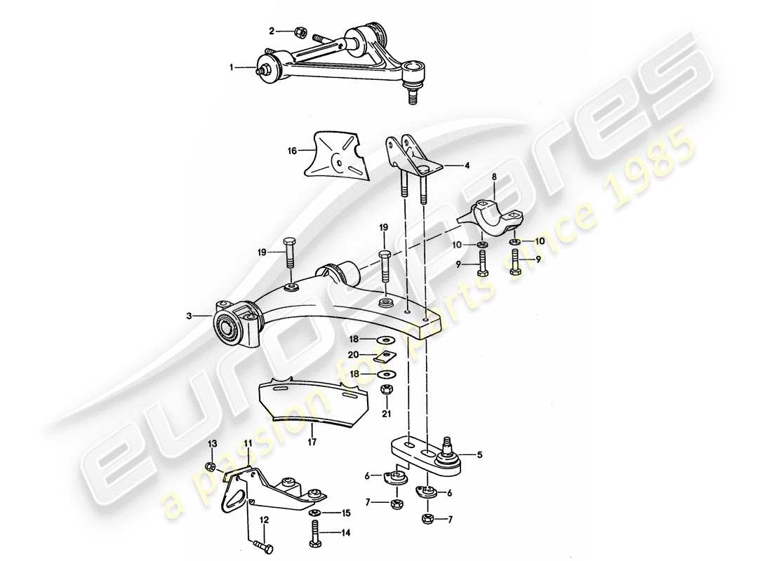 porsche 1993 (928) brazo de control de oruga diagrama de piezas
