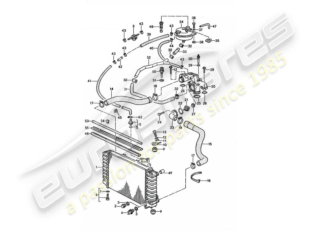 porsche 1992 (928) water cooling 1 diagrama de piezas