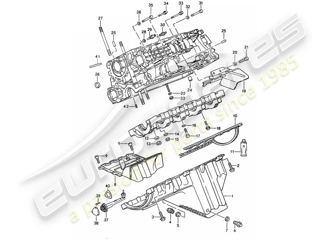 porsche 1993 (968) carter - sujetadores diagrama de piezas