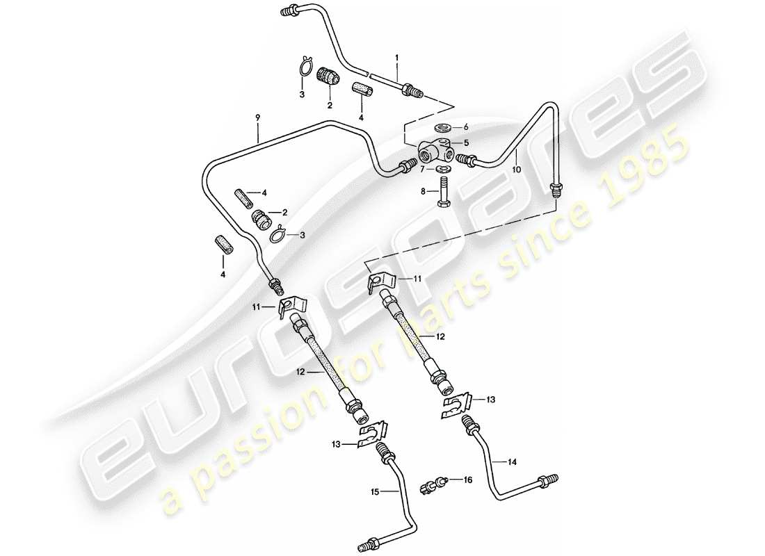 porsche 1979 (911) diagrama de piezas de líneas de freno