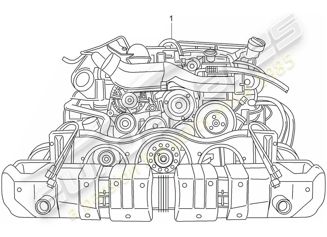 porsche 997 t/gt2 (2008) diagrama de piezas del motor de repuesto