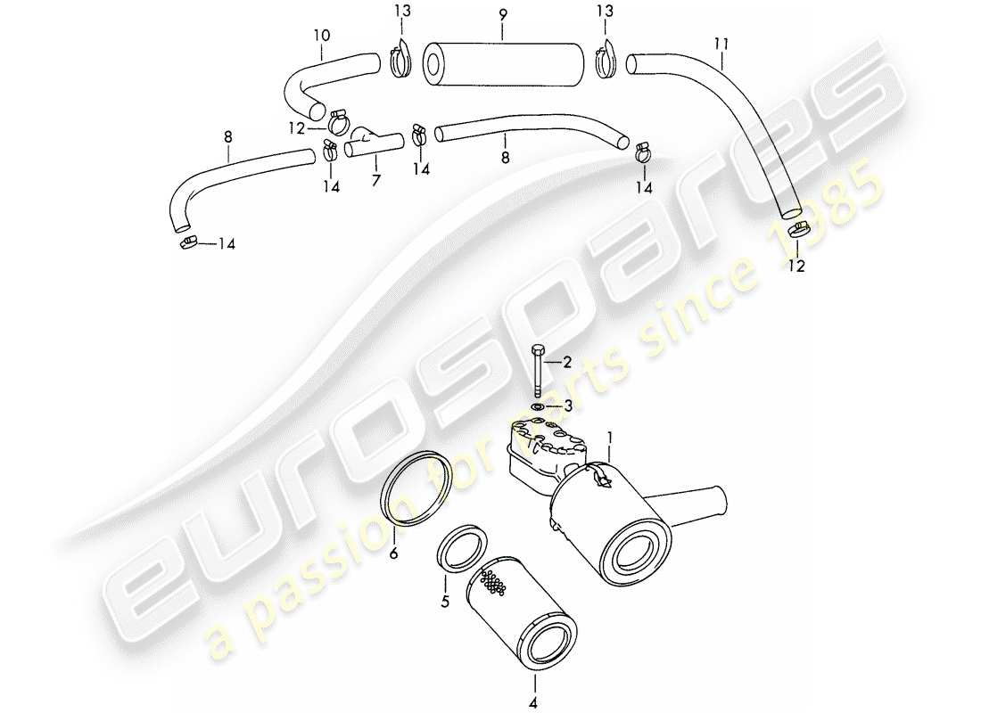 porsche 1966 (911/912) filtro amortiguador - para - - solex 40 pii-4 - - carburador - d >> - mj 1968 diagrama de piezas