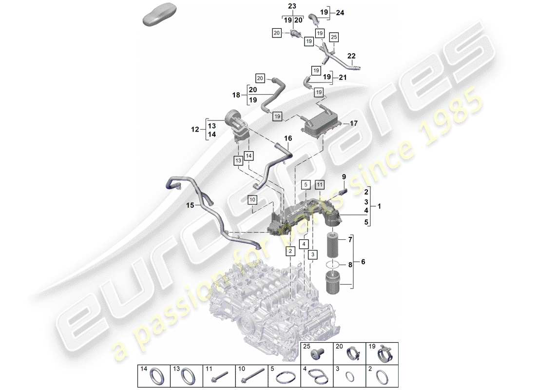 porsche 2019 (718 boxster spyder) motor (presión de aceite/lubricación) diagrama de piezas