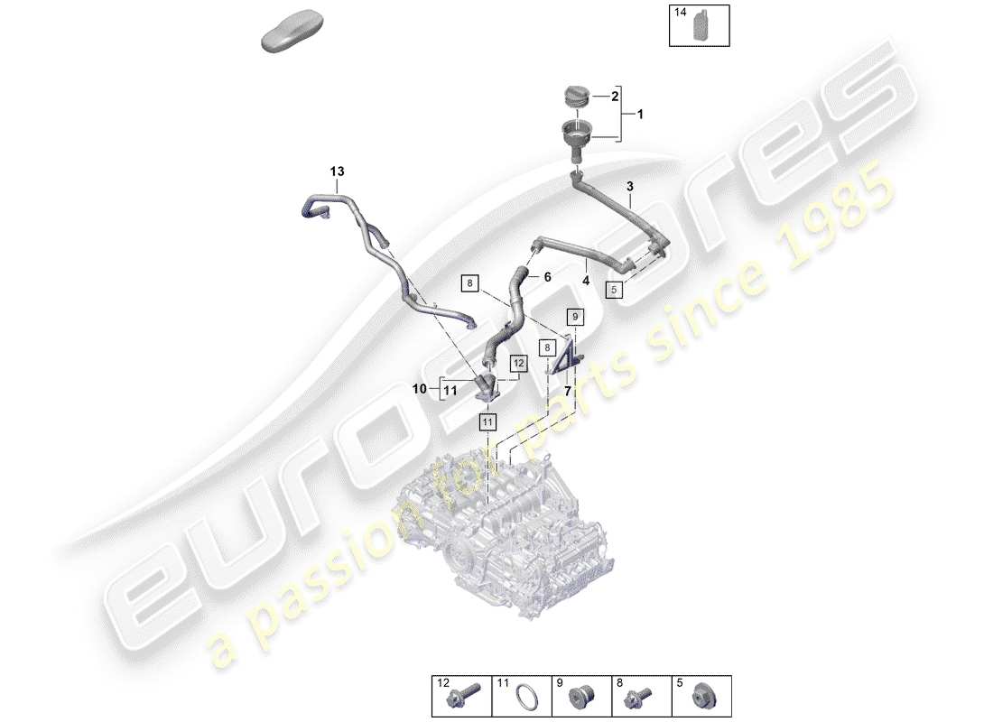 porsche 2020 (718 boxster spyder) motor (presión de aceite./lubrica.) diagrama de piezas