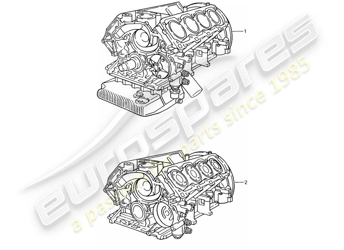 porsche 1992 (928) motor de repuesto - motor corto - carter diagrama de piezas