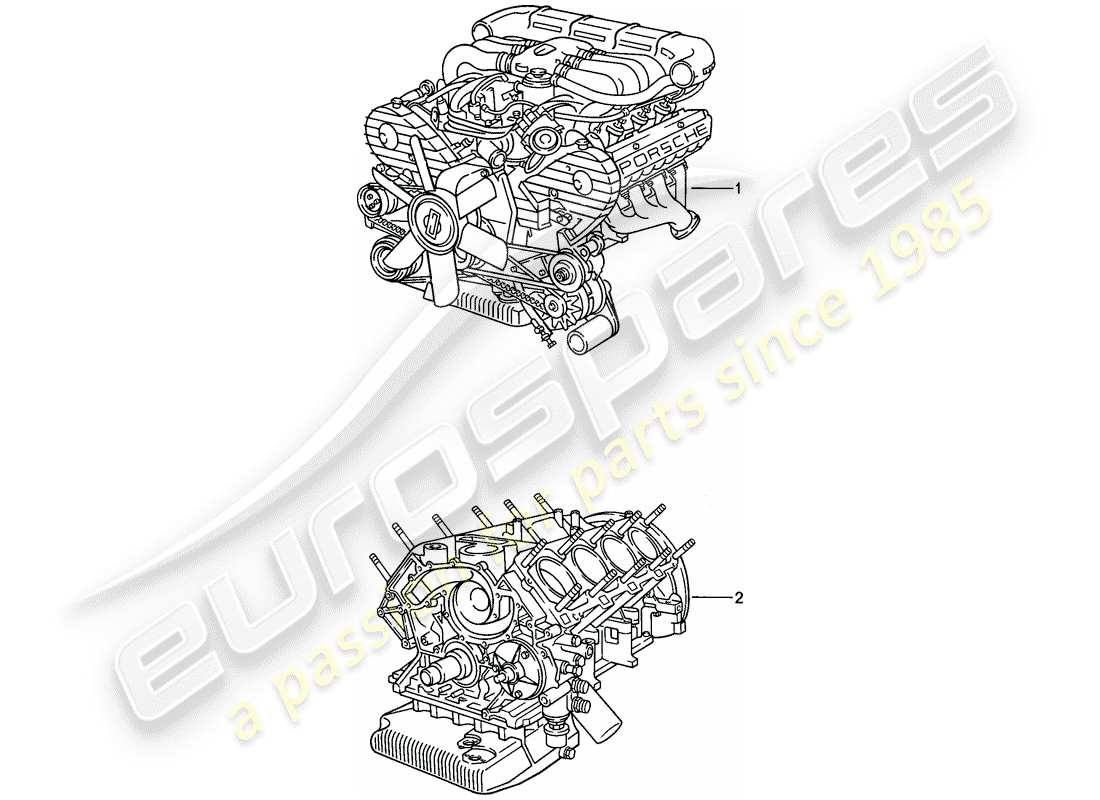 porsche 1983 (928) motor de repuesto diagrama de piezas