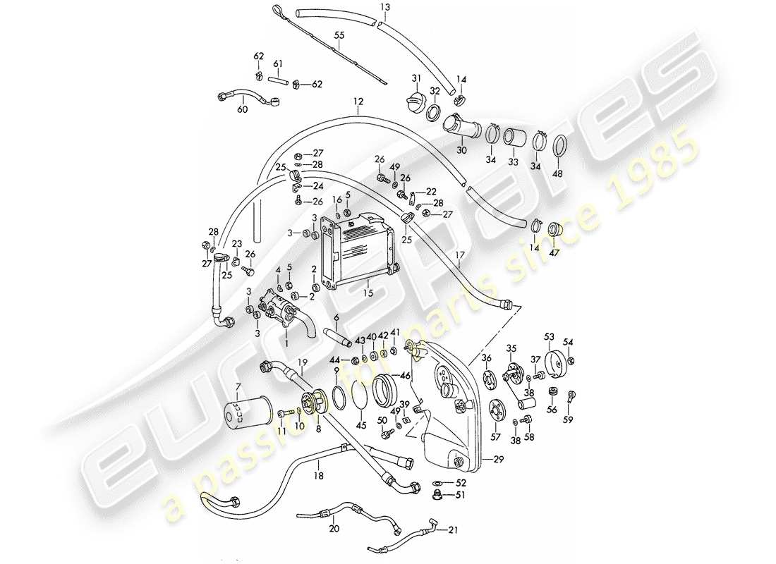 porsche 911/912 (1965) lubricación del motor diagrama de piezas