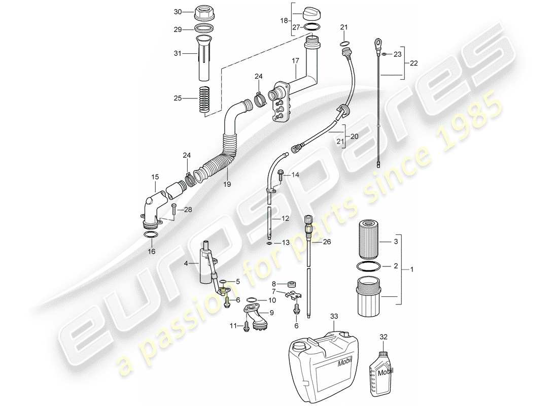 porsche boxster 986 (2002) motor (presión de aceite/lubricación) diagrama de piezas