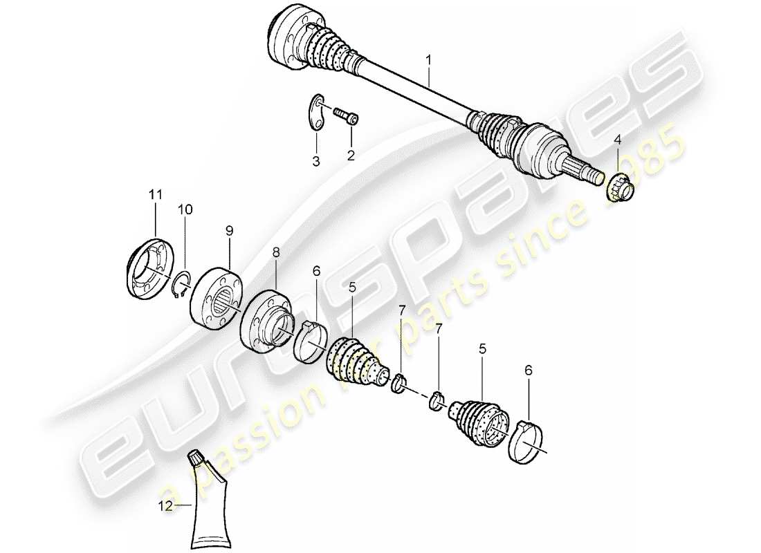 porsche 2005 (carrera gt) eje de accionamiento diagrama de piezas