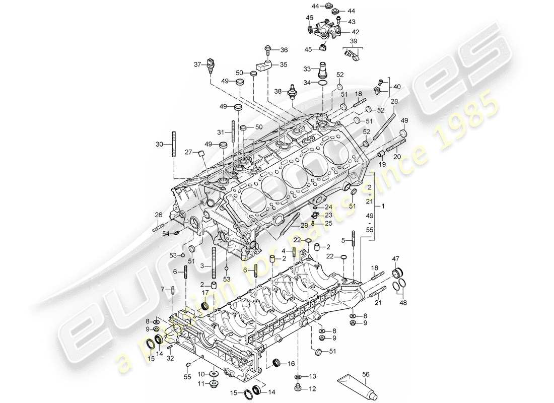 porsche 2005 (carrera gt) carter - piezas individuales diagrama de piezas