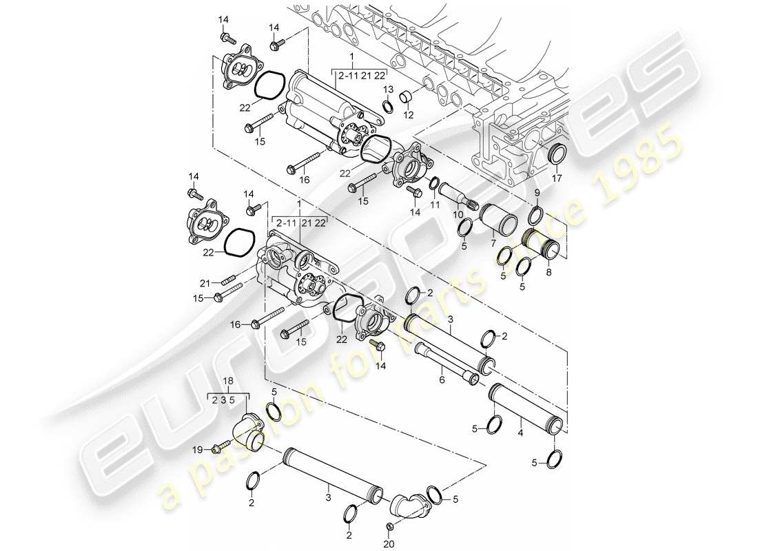 porsche 2006 (carrera gt) bomba de aceite - mecanismo de impulsión - tubo de retorno diagrama de piezas