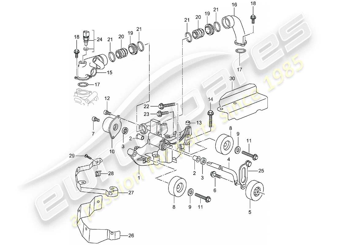 porsche 2005 (996 turbo / gt2) tensor de correa - transmisión por correa diagrama de piezas
