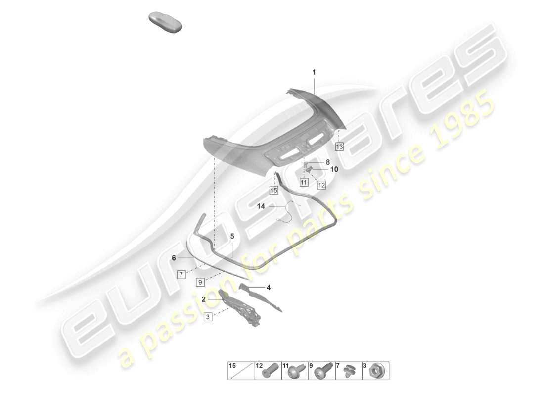 porsche 2019 (992-1) cubierta de la caja de almacenamiento de la capota convertible diagrama de piezas