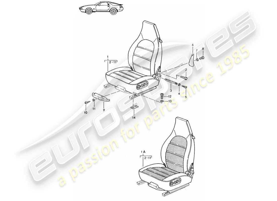 porsche seat 944/968/911/928 (1997) asiento - completo - d - mj 1987>> diagrama de piezas