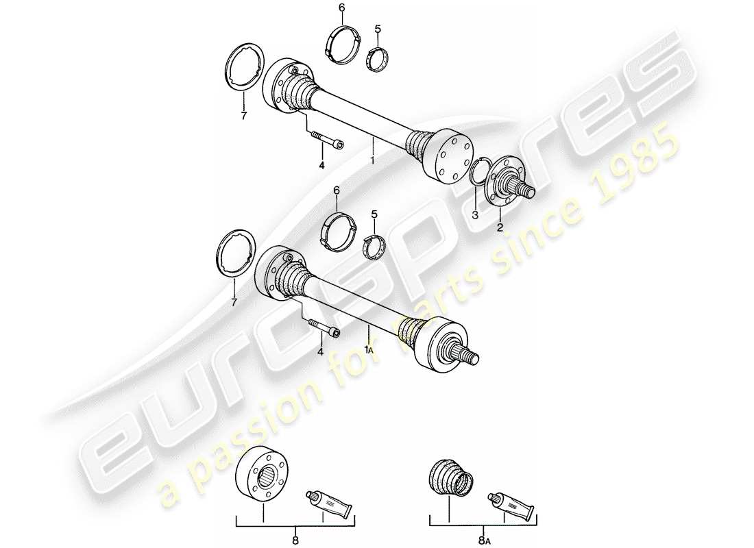 porsche 1978 (928) eje de accionamiento diagrama de piezas