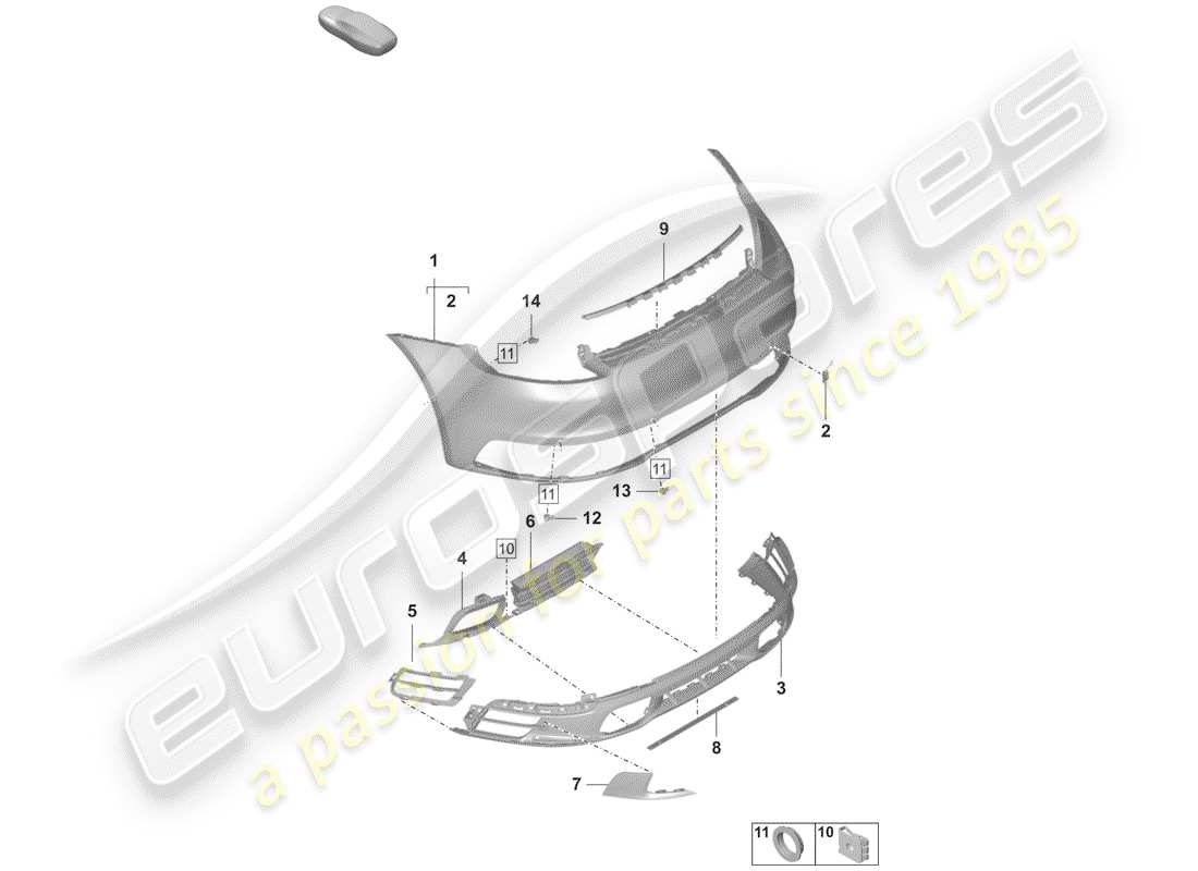 porsche 2019 (992-1) parachoque diagrama de piezas