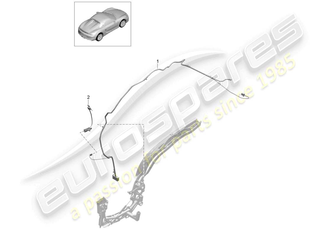 porsche 2020 (718 boxster) juego de cables para capota convertible diagrama de piezas