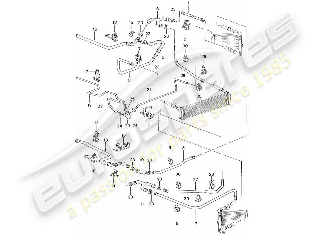 porsche 2001 (996 turbo / gt2) refrigeración por agua 2 diagrama de piezas