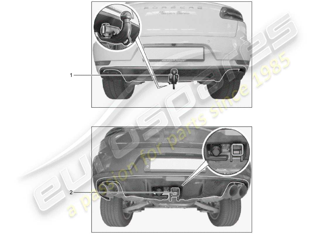 porsche 2019 (tequipment macan) enganche de remolque diagrama de piezas