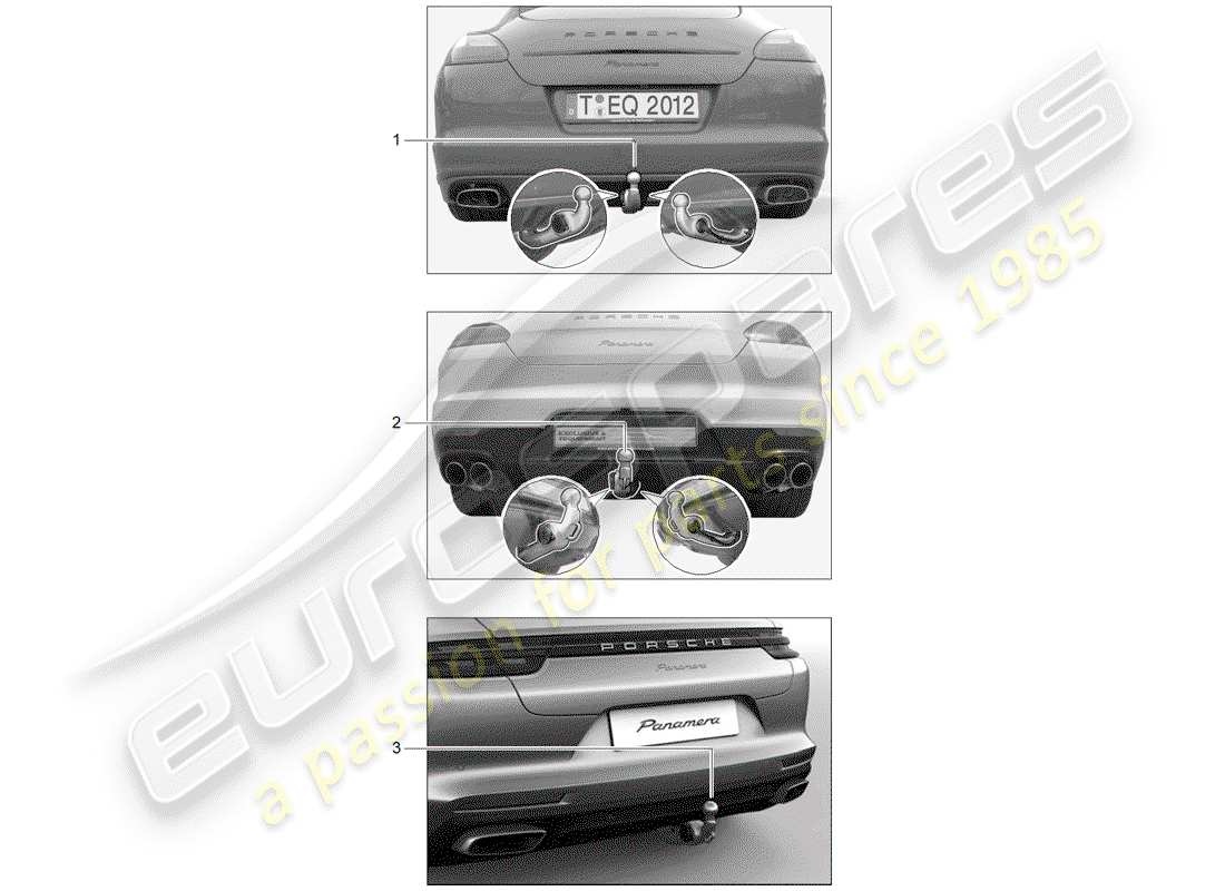 porsche 2016 (tequipment panamera) enganche de remolque diagrama de piezas