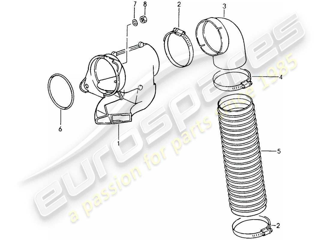 porsche 1993 (964) suministro de aire de calefacción diagrama de piezas