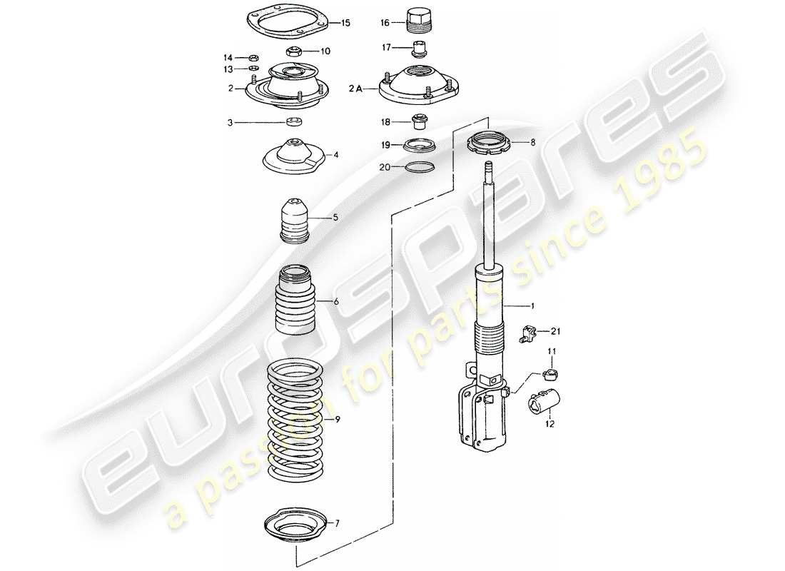 porsche 964 (1991) suspensión - puntal amortiguador - nuevo diseño - atención diagrama de piezas