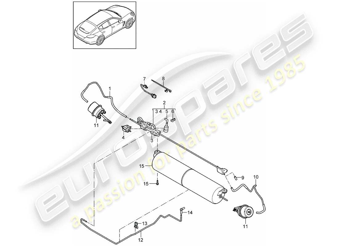 porsche 2013 (panamera 970) sistema de escape diagrama de piezas