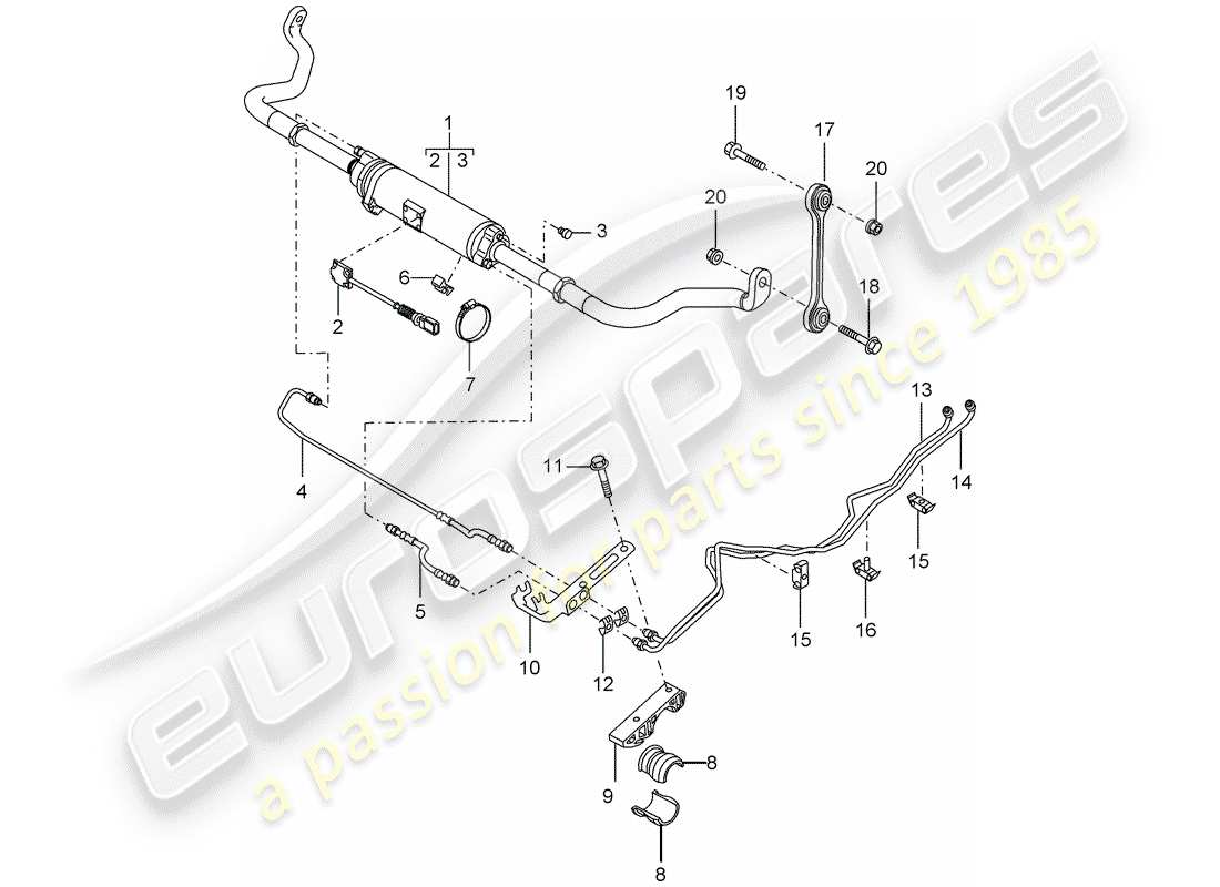 porsche 2003 (cayenne e1 9pa) diagrama de piezas del estabilizador (desacupable)