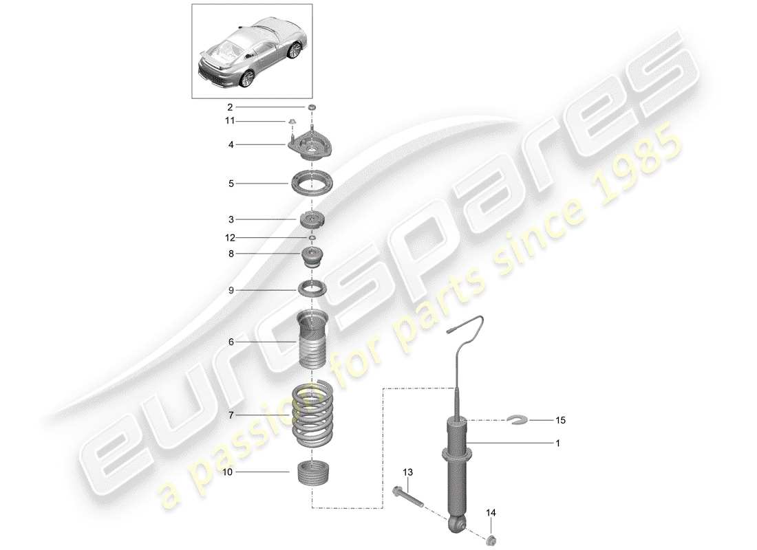 porsche 2019 (991-2 r/gt3/rs) amortiguador diagrama de piezas