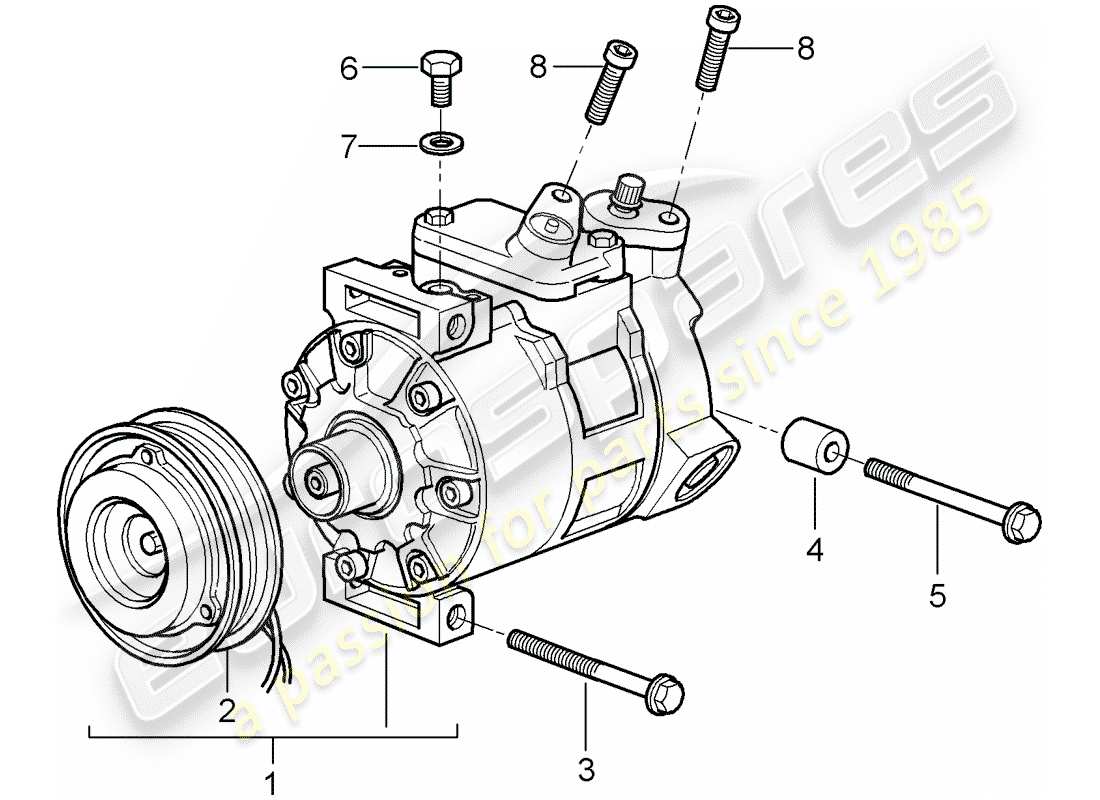 porsche 2007 (987 cayman) compresor diagrama de piezas