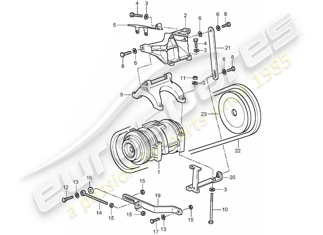 porsche 1992 (928) montaje - compresor - aire acondicionado diagrama de piezas
