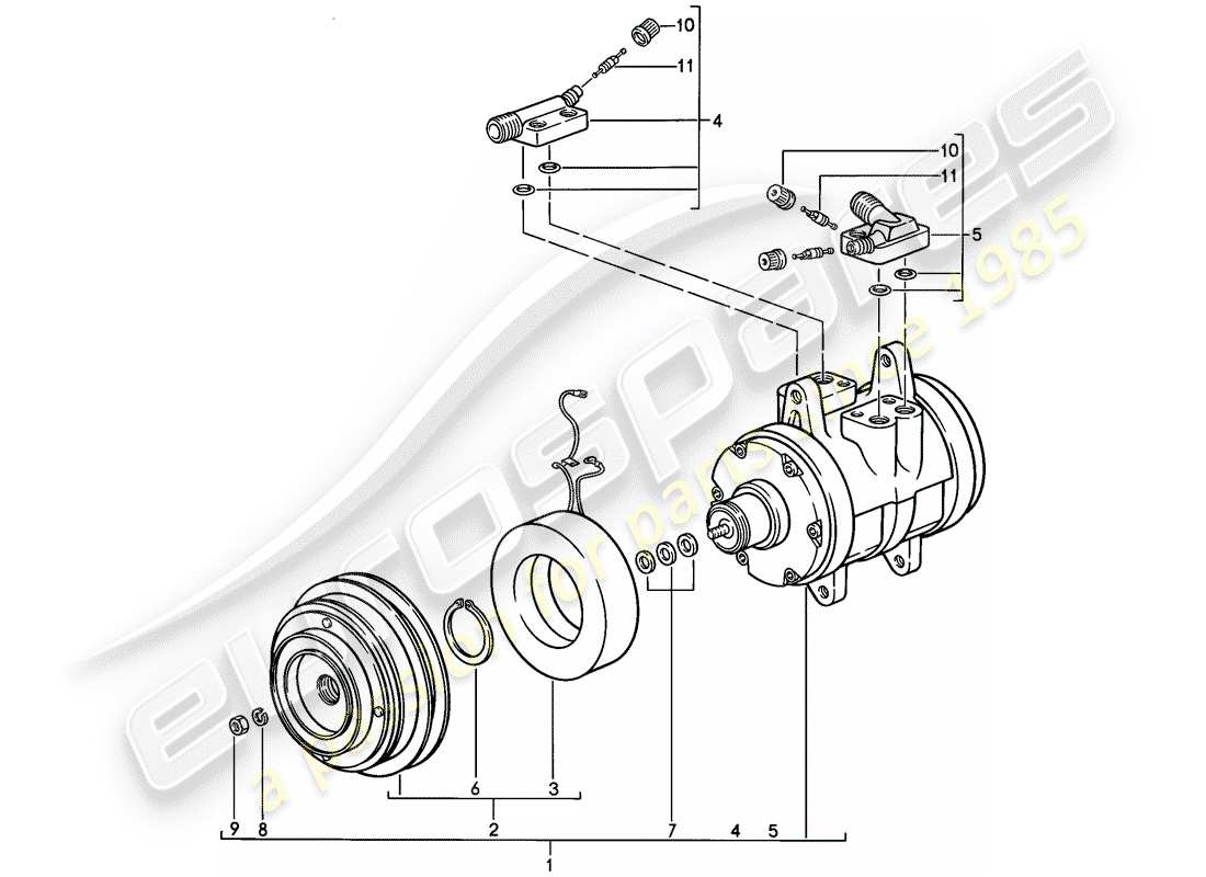 porsche 1983 (928) compresor diagrama de piezas