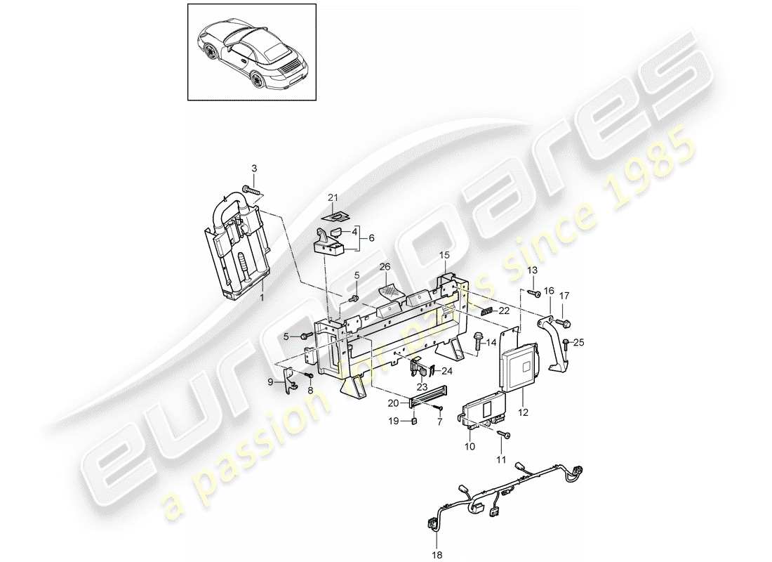 porsche 2011 (997-2) barra antivuelco diagrama de piezas