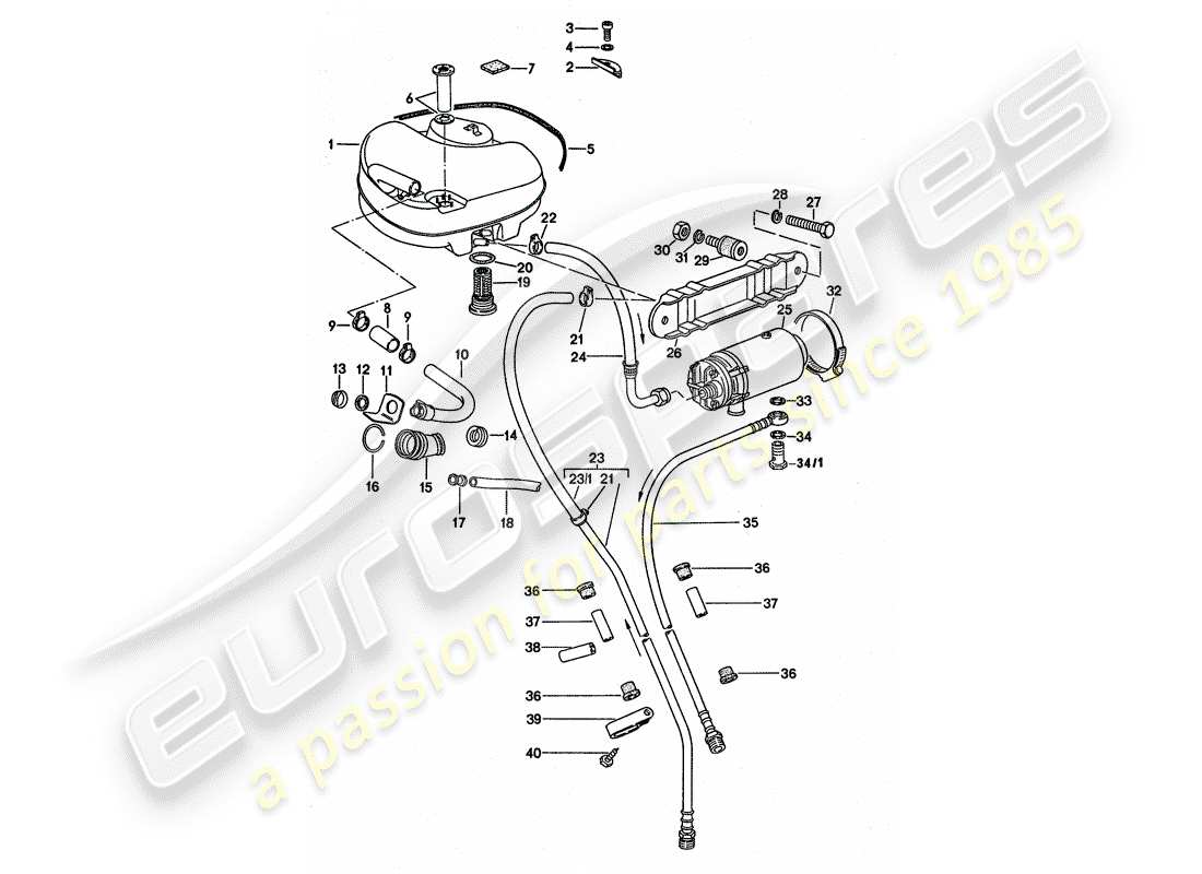 porsche 1975 (911 turbo) sistema de combustible - d - mj 1975>> - mj 1975 diagrama de piezas