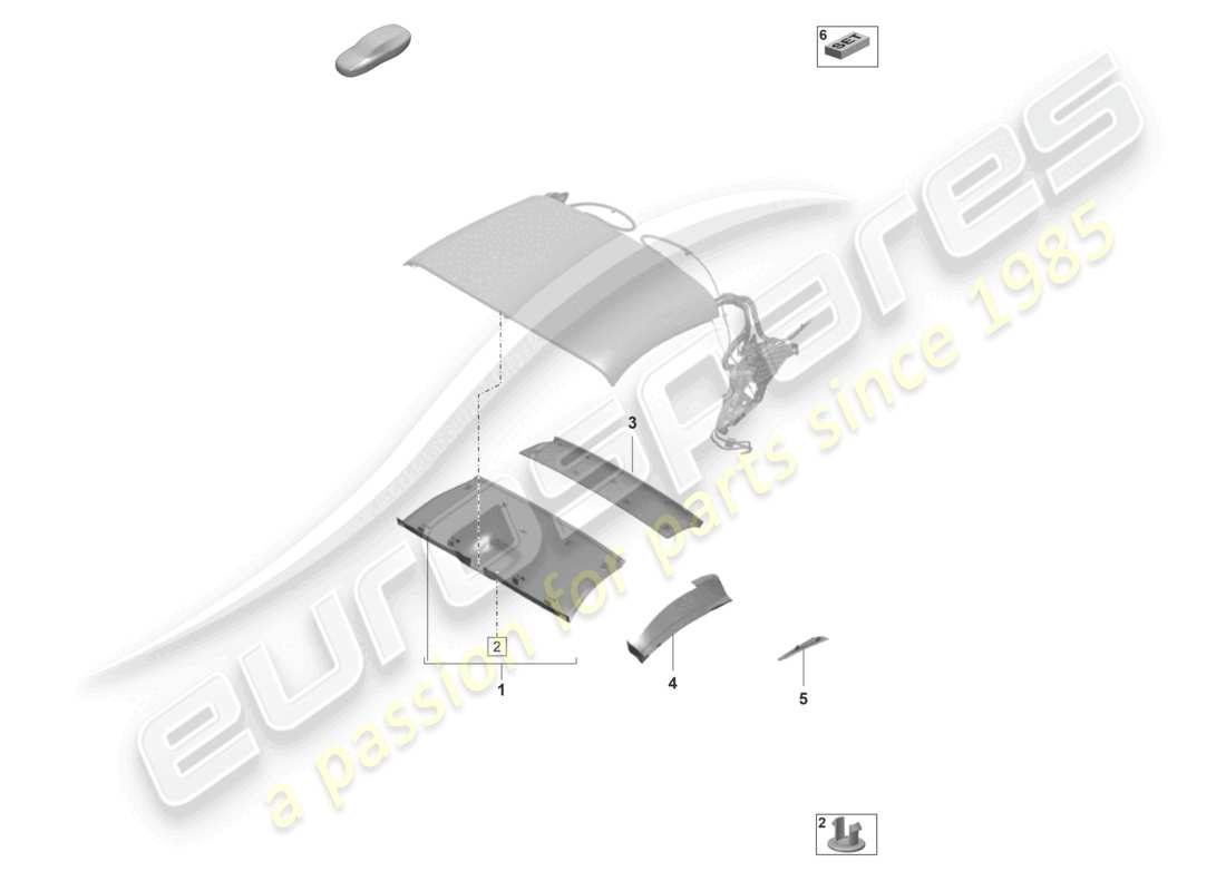 porsche 2019 (992-1) molduras del techo de la capota convertible diagrama de piezas