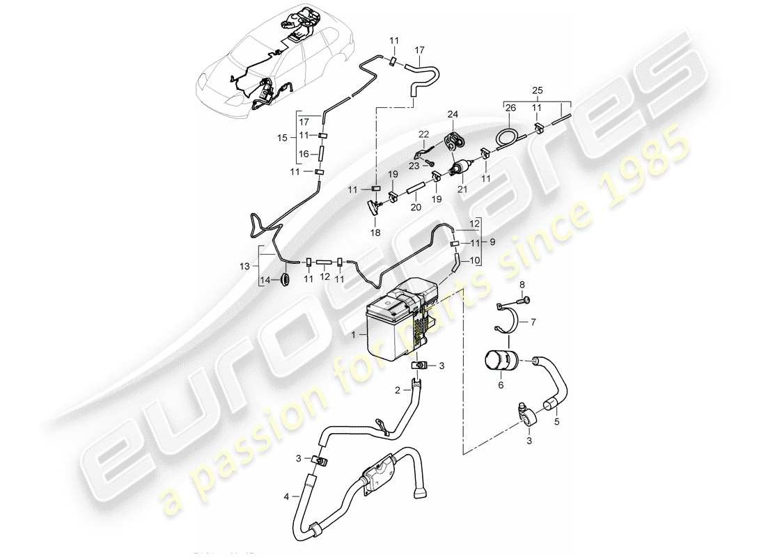 porsche 2003 (cayenne e1 9pa) calentador adicional diagrama de piezas