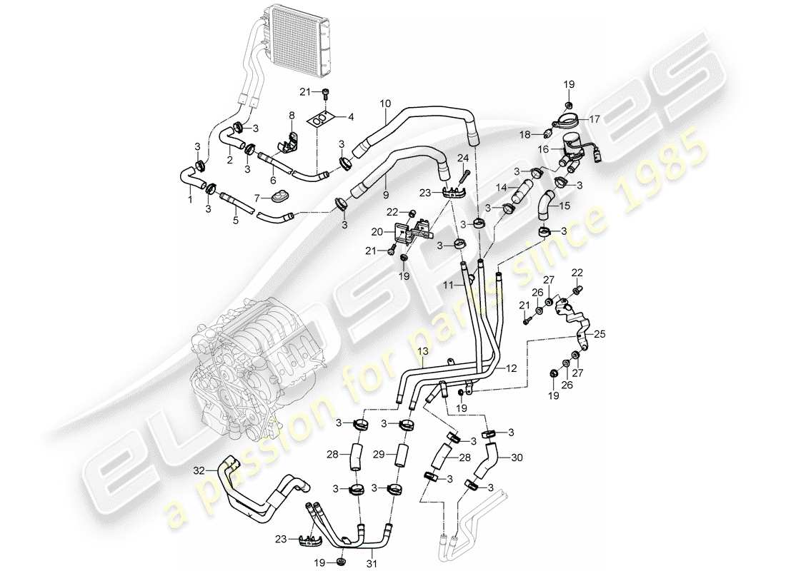 porsche 2003 (cayenne e1 9pa) aire acondicionado/calefacción/aux. diagrama de piezas del calentador