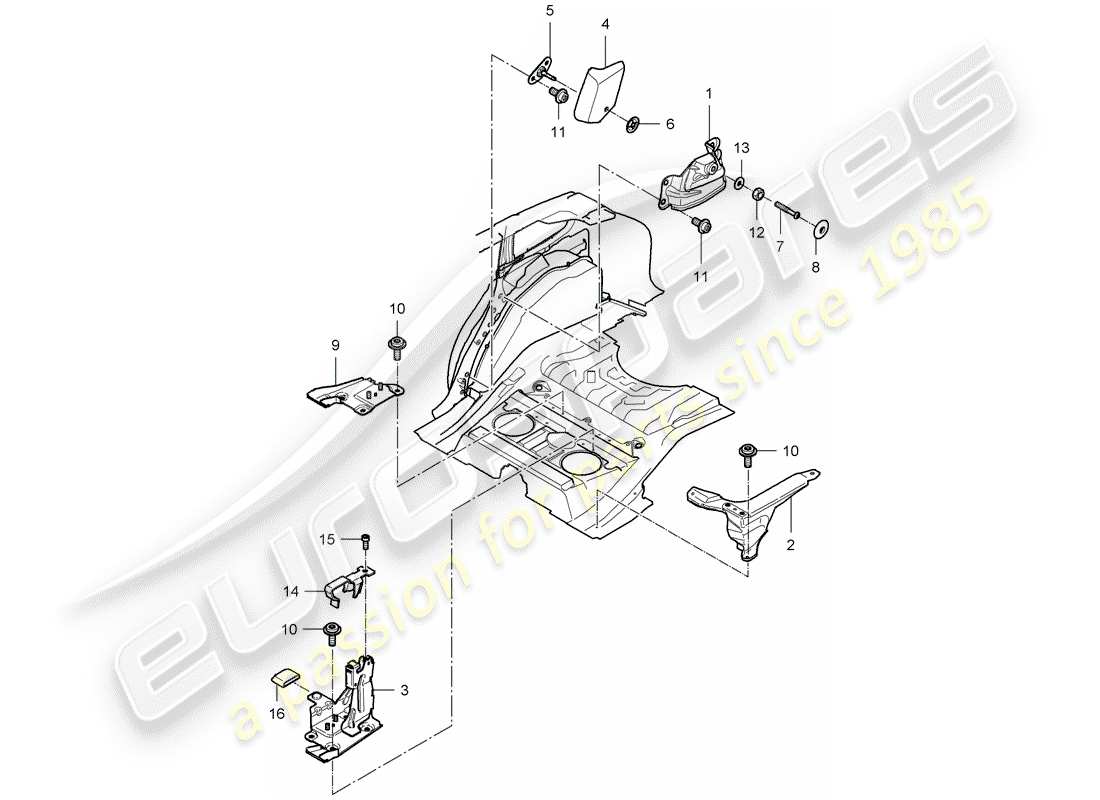 porsche 2008 (cayenne e1 9pa) soporte del asiento diagrama de piezas