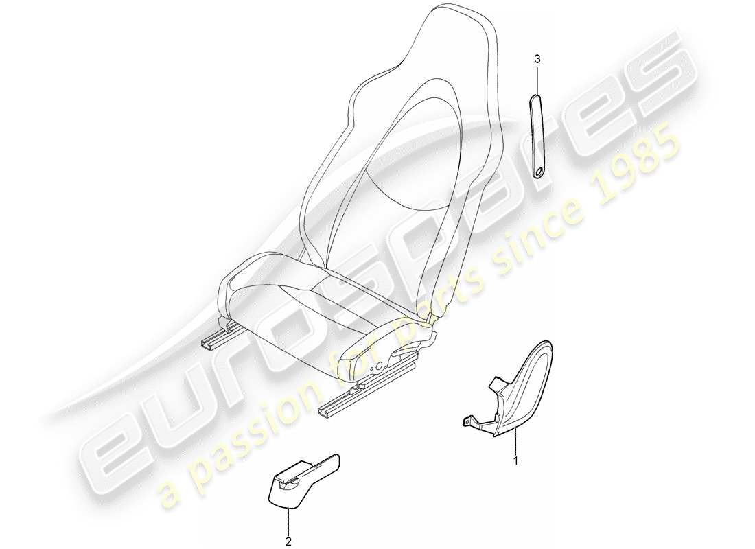 porsche 2008 (987 cayman) diagrama de piezas del asiento delantero