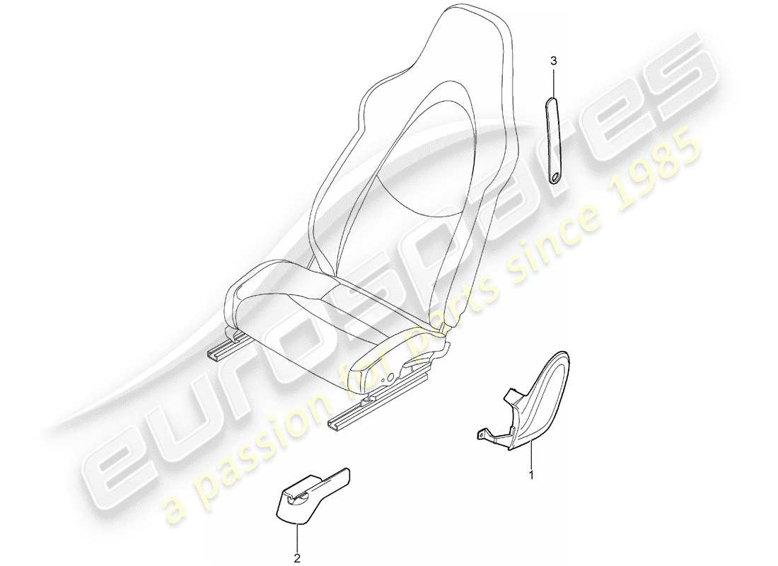 porsche 2010 (987 boxster) diagrama de piezas del asiento delantero