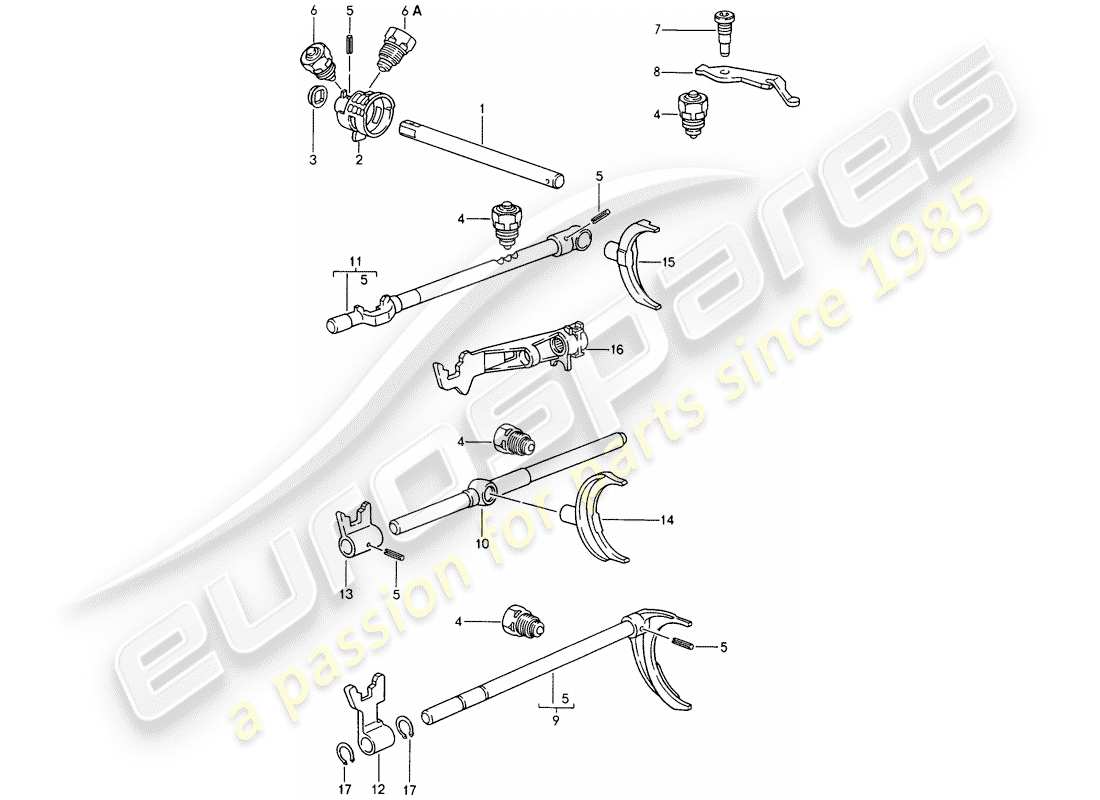 porsche 1993 (968) caja de cambios manual - varillas de cambio - horquillas de cambio diagrama de piezas