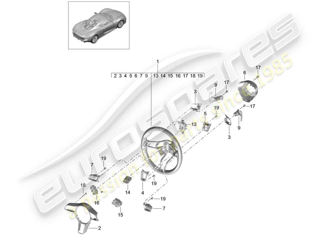 porsche 918 spyder (2015) volantes diagrama de piezas
