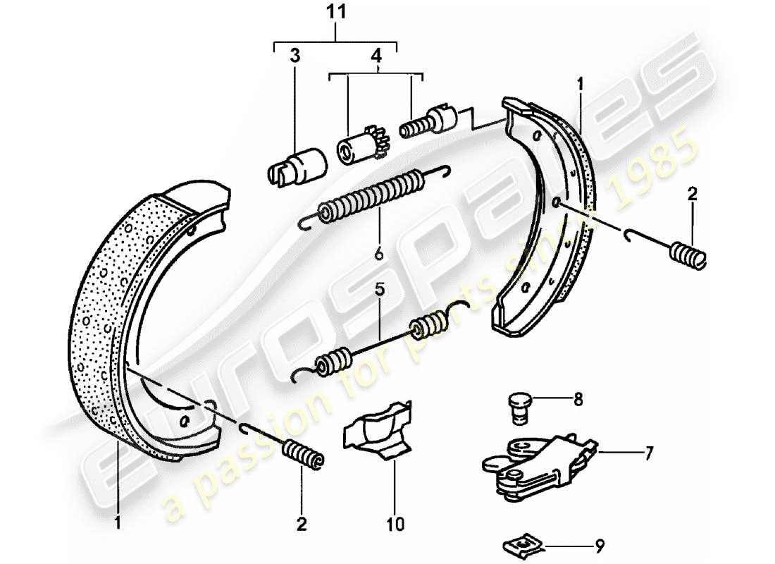 porsche 1990 (944) freno de mano diagrama de piezas