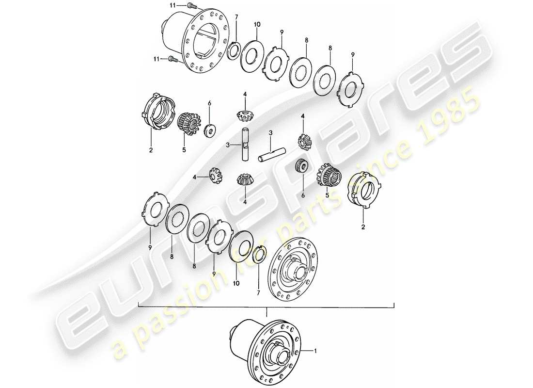porsche 1978 (928) diferencial de deslizamiento limitado - caja de cambios manual diagrama de piezas