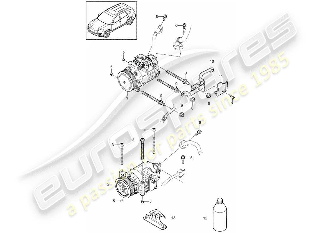porsche 2017 (cayenne e2 92a) compresor diagrama de piezas