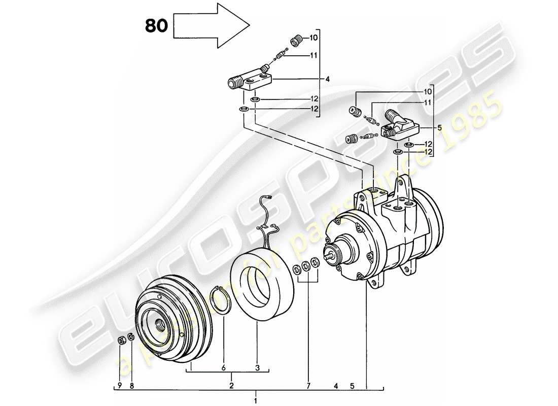 porsche 1981 (928) compresor - d - mj 1980>> diagrama de piezas