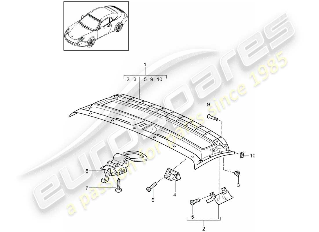 porsche 2011 (997-2) marco del techo diagrama de piezas